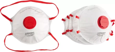 Полумаска фильтрующая STAYER &quot;PROFI&quot; коническая, с клапаном, многослойная, класс защиты FFP1, 5шт 11110-H5 купить в Нефтеюганске