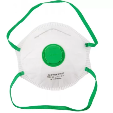 Полумаска фильтрующая STAYER &quot;PROFI&quot; коническая, с клапаном, многослойная, класс защиты FFP2 11110-2 купить в Нефтеюганске