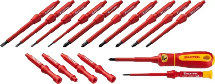 Набор &quot;Х-Drive ELECTRO&quot;: Высоковольтные отвертки, сменные стержни, ключи специальные, до 1000В, 18 предм, KRAFTOOL 220092-H18 купить в Нефтеюганске