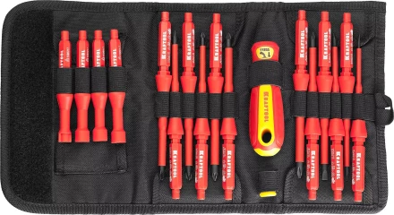 Набор &quot;Х-Drive ELECTRO&quot;: Высоковольтные отвертки, сменные стержни, ключи специальные, до 1000В, 18 предм, KRAFTOOL 220092-H18 купить в Нефтеюганске