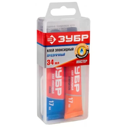 Клей ЗУБР эпоксидный, в тюбиках, в пластиковой коробке, 17мл+17мл 41949 купить в Нефтеюганске