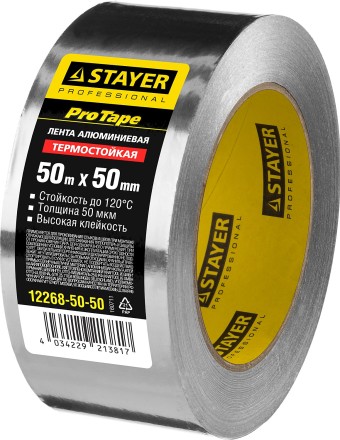 Алюминиевая лента, STAYER Professional 12268-50-50, до 120°С, 50мкм, 50мм х 50м 12268-50-50 купить в Нефтеюганске