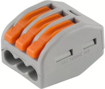 Клемма СВЕТОЗАР соединительная, разъемная, 3-х проводная, 400В, 32А, 0,5-2,5мм2/0,5-4мм2, 2шт 49190-3 купить в Нефтеюганске