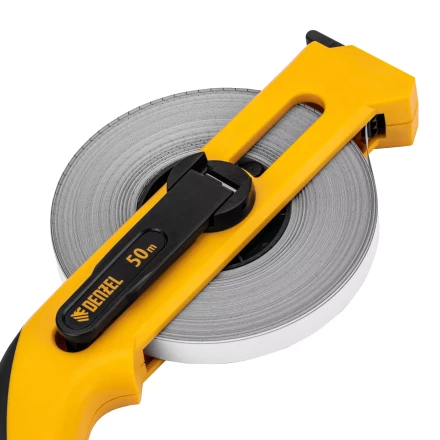 Рулетка геодезическая 50 м х 13 мм Denzel 31492, открытый корпус, металлическая лента купить в Нефтеюганске