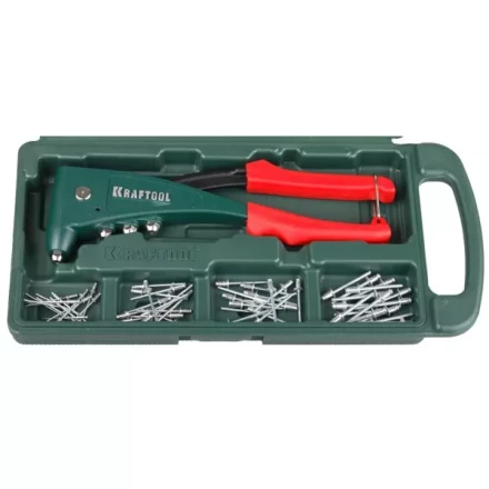 Заклепочник, KRAFTOOL &quot;NX-5&quot; 31173-H6, усиленный литой к d=2,4-4,8 мм - Al и сталь, d=2,4-4,0 - нерж сталь, в боксе, с набором заклепок 31173-H6 купить в Нефтеюганске