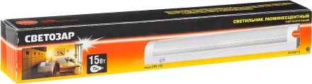Светильник люминесцентный СВЕТОЗАР модель "СЛУ-115" с плафоном и выключателем, угловой, лампа Т8, 502x54x74мм, 15Вт SV-57587-15 купить в Нефтеюганске