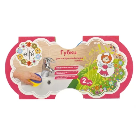 Губки для посуды c тефлоновым покрытием круглые d 95х50 мм 2 шт в картоне ТМ Elfe 92361 купить в Нефтеюганске