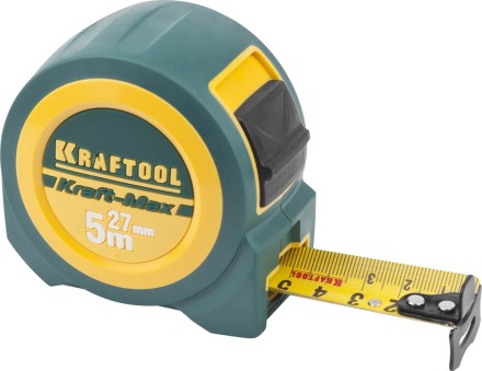 Рулетка KRAFTOOL &quot;Kraft-Max&quot;, длинный вылет, нейлон покрытие, упрочненный двухкомп корпус, 5м/27мм 34127-05-27 купить в Нефтеюганске