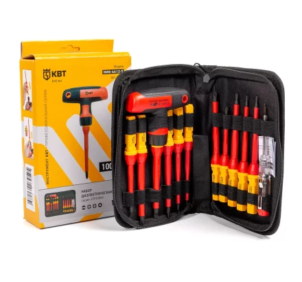 Диэлектрическая Т-образная отвертка КВТ VDE НИО-4412-Т со сменными битами, 12 шт. (87128) купить в Нефтеюганске