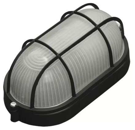 Светильник уличный СВЕТОЗАР влагозащищенный с решеткой, овал, цвет черный, 60Вт SV-57205-B купить в Нефтеюганске