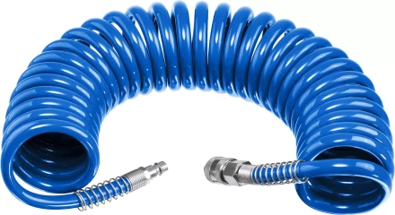 ЗУБР 10 м, 8 х 12 мм, 15 бар, воздушный спиральный шланг с фитингами рапид, Профессионал (6472-10) купить в Нефтеюганске
