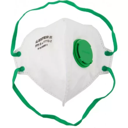 Полумаска фильтрующая STAYER &quot;PROFI&quot; плоская, с клапаном, многослойная, класс защиты FFP2 11113-2 купить в Нефтеюганске