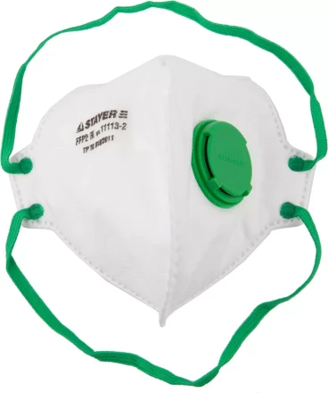 Полумаска фильтрующая STAYER &quot;PROFI&quot; плоская, с клапаном, многослойная, класс защиты FFP2 11113-2 купить в Нефтеюганске
