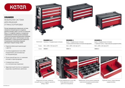 Ящик с 2 выдвижными полками &quot;DRAWER-2&quot;, 22&quot; KETER 38382-2 купить в Нефтеюганске