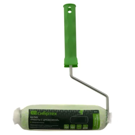 Валик &quot;Работы с древесиной&quot;, 180 мм, ворс 12 мм, D - 36 мм, D ручки - 6 мм, микроволокно Сибртех 80251 купить в Нефтеюганске