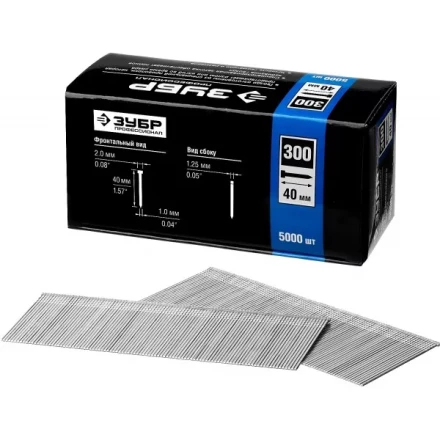 Гвозди тип 300, 40 мм, особотвердые, ЗУБР &quot;ПРОФЕССИОНАЛ&quot; 31830-40, 5000 шт 31830-40 купить в Нефтеюганске