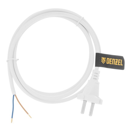 Шнур сетевой Denzel Energy Series, ПВС, 1,5 м, 2 x 1 мм, с неразборной вилкой, белый, 3 м, 37660 купить в Нефтеюганске
