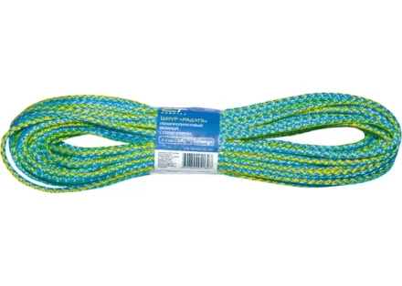 Шнур вязаный полипропиленовый с сердечником &quot;Радуга&quot; 4 мм L 20 м 60-70 кгс СИБРТЕХ 93950 купить в Нефтеюганске