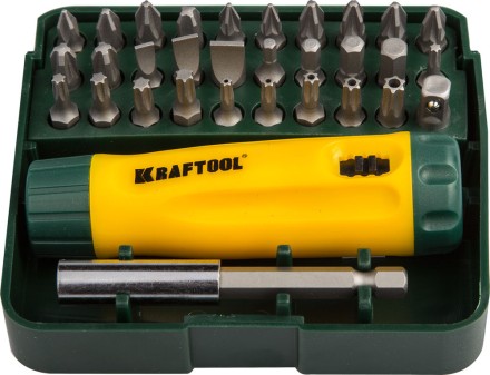 Набор KRAFTOOL Отвертка реверсивная с битами и адаптером, Cr-V, 32 предмета 26142-H32 купить в Нефтеюганске