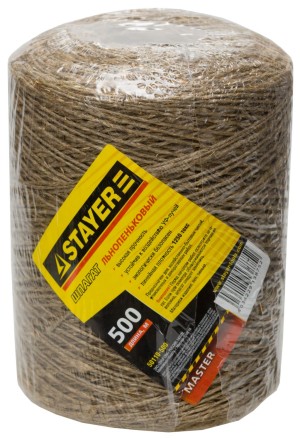 Шпагат STAYER хозяйственно-бытовой, льнопеньковый, d=1,4 мм, 500 м, 13,5 кгс, 1,25 ктекс 50110-500 купить в Нефтеюганске