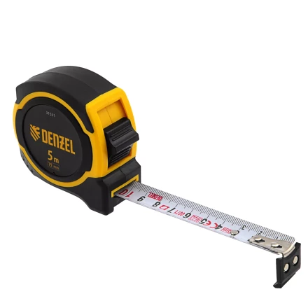 РулеткаDenzel 5м х 19мм, двухкомп. корпус, магнитный обрезиненный зацеп, 31531 купить в Нефтеюганске