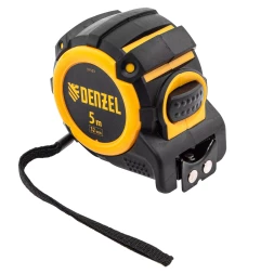 Рулетка Denzel 5м х 32мм, автоматич. фиксац., нейлон. покрытие, магнит. зацеп, двухстор. разметка 31523