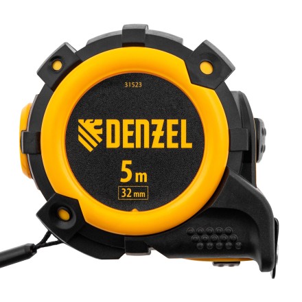 Рулетка Denzel 5м х 32мм, автоматич. фиксац., нейлон. покрытие, магнит. зацеп, двухстор. разметка 31523 купить в Нефтеюганске