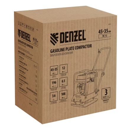 Виброплита бензиновая Denzel VC-12, 12 кН, 45*35 см, 196 см3 купить в Нефтеюганске