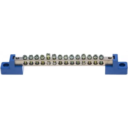 Шина СВЕТОЗАР нулевая на 2-х угловых изоляторах, макс. ток 100А, 5мм, 14 отв. 49808-14 купить в Нефтеюганске