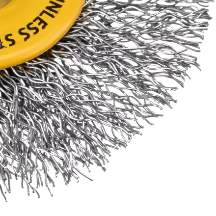 Щетка для дрели, 60 мм, Плоская, со шпилькой, нержавеющая витая проволока Denzel 744463 купить в Нефтеюганске
