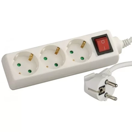 Удлинитель СВЕТОЗАР электрический с заземлением, выключателем, евро, с защитными шторками, 3 гнезда, 5м SV-55035-5 купить в Нефтеюганске