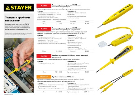 Тестер напряжения STAYER &quot;MASTER&quot; цифровой со световым индикатором, 12-220В, 125мм 45290 купить в Нефтеюганске
