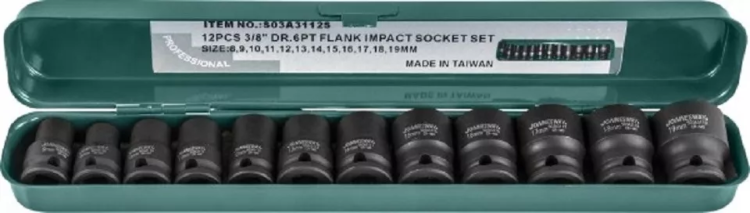 Набор головок торцевых ударных 3/8"DR 8-19мм  Jonnesway S03A3112S 12предметов 48505 купить в Нефтеюганске