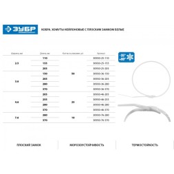 Кабельные стяжки белые КОБРА, с плоским замком, 2.5 х 205 мм, 50 шт, нейлоновые, ЗУБР 30930-25-205
