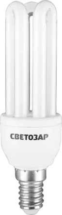 Энергосберегающая лампа СВЕТОЗАР &quot;U-КЛАССИКА&quot;спираль,цоколь E14(миньон),Т2,3U,яркий белый свет(4000К), 8000час,12Вт(60) 44314-12 купить в Нефтеюганске
