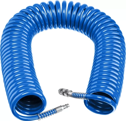 ЗУБР 20 м, 8 х 12 мм, 15 бар, воздушный спиральный шланг с фитингами рапид, Профессионал (6472-20) купить в Нефтеюганске