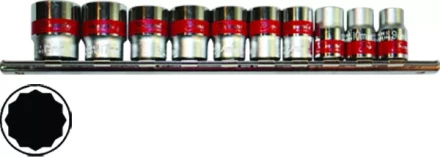 Набор торцевых головок, 3/8&quot;, 12-ти гр., CrV, 10шт., 9-19мм MATRIX 13595 купить в Нефтеюганске