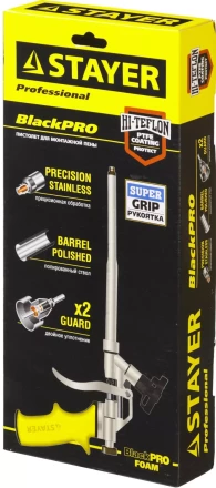 Пистолет &quot;BlackPRO&quot; для монтажной пены, тефлоновое покрытие, STAYER Professional 06862_z01 купить в Нефтеюганске