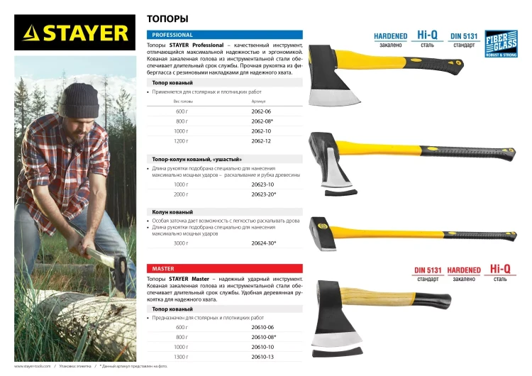 Топор STAYER "MASTER" кованый с деревянной рукояткой, 0,8кг 20610-08 купить в Нефтеюганске