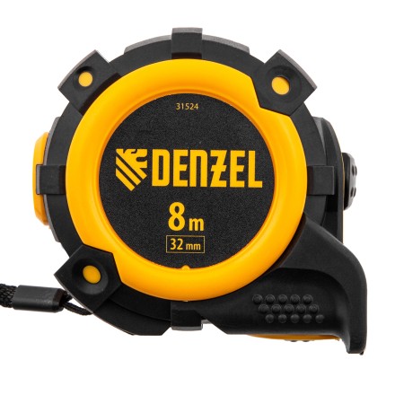 Рулетка Denzel 8м х 32мм, автоматич. фиксац., нейлон. покрытие, магнит. зацеп, двухстор. разметка, 31524 купить в Нефтеюганске