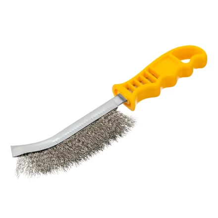 Щетка металлическая с пластмассовой ручкой, нержавеющая проволока Denzel 748287 купить в Нефтеюганске