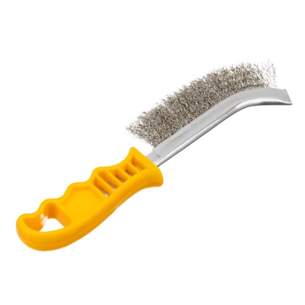 Щетка металлическая с пластмассовой ручкой, нержавеющая проволока Denzel 748287 купить в Нефтеюганске