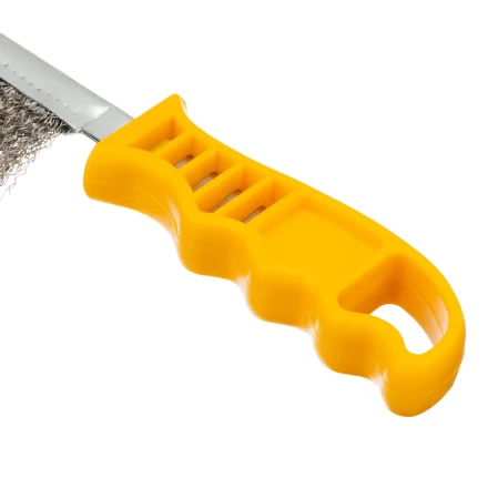 Щетка металлическая с пластмассовой ручкой, нержавеющая проволока Denzel 748287 купить в Нефтеюганске