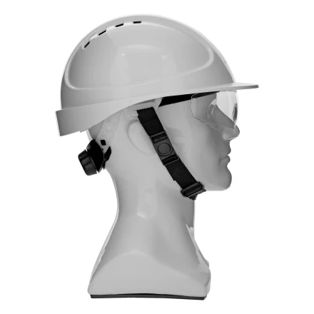 Каска защитная ударопр. Denzel «Форвард» (К-05),ABS/PC,комплект со встроен.очк.ОЧК-05 Форвард,белая 89205 купить в Нефтеюганске