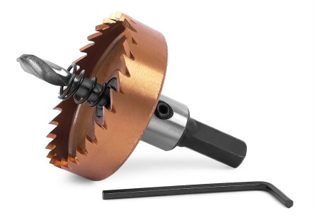 HSS-TiN коронка MESSER 45мм с центр. сверлом и толкающей пружиной для  лист. материала  до 2 мм ц/х купить в Нефтеюганске