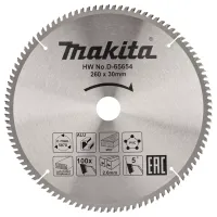 Диск пильный универсальный для алюминия/дерева/пластика Makita D-65654, 260x30x1.8 мм; 100 зубьев