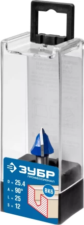 ЗУБР 25.4 x 25 мм, угол 90° мм, фреза пазовая галтельная V-образная, Профессионал (28752-25.4) купить в Нефтеюганске