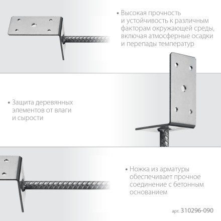 ЗУБР ОС-L, 91 x 120 x 60 мм, L-образное основание столба (310296-090) купить в Нефтеюганске