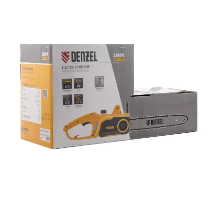 Пила цепная электрическая Denzel EDS-2200P, 2.2 кВт,поперечная, шина 45 см, шаг 3/8, паз 1.3 мм, 63 звена 95617 купить в Нефтеюганске