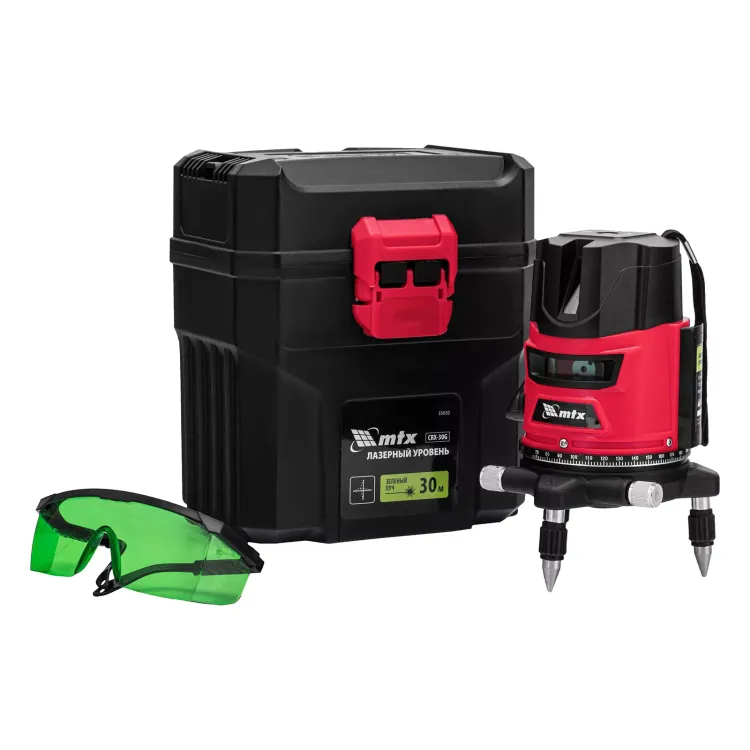 Лазерный уровень MTX CRX-30G, 30 м, зеленый луч, батарейки, резьба 5/8" 35032 купить в Нефтеюганске